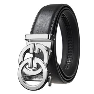 Fashion Design Belt For Men With Adjustable Alloy Buckle - Silver Black