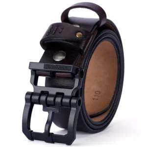 Vintage Belt For Men With Pin Buckle For Jeans - Coffee