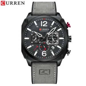 Men's Watch With Multi-function Chronograph - Six Needle - Calendar By Curren - Grey Black