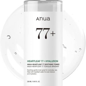 ANUA Heartleaf 77 Soothing Toner, Moisturizing & Calming Facial Toner for Glass Skin, Panthenol, Hyaluronic Acid, Hydration for Sensitive Skin, Vegan, Korean Skin Care, 250ml/8.45 fl.oz.