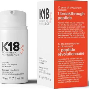 K18 Leave-In Molecular Hair Mask, Repairs Dry or Damaged Hair, Reverse Hair Damage from Bleach, Colour, Chemical Services & Heat, 50ml
